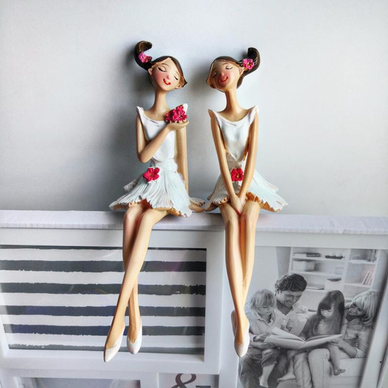 Yiran Furniture Engel Figuren aus Harz in Weiß, 2er-Set für moderne Dekoration und Garten - Bild 3