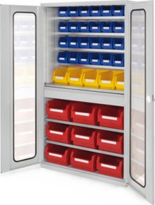 Kappes Grossraumschrank Mod. 30 mit Sichtfenstertüren in Grau aus Stahlblech, B/T/H: 113 x 59 x 195 cm - Bild 1