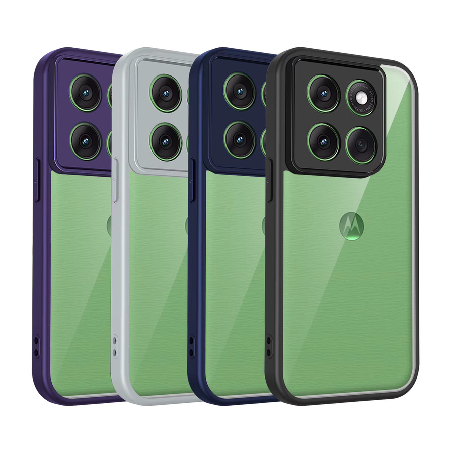 Motorola Edge 70 60 50 40 Neo Bumper Air Cushion Hard Case in Transparent und Blau - Bild 3