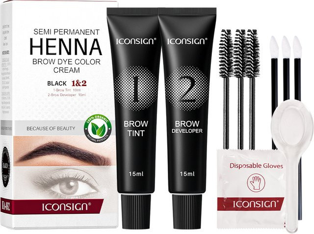 FUNMIX Henna Wimpern- und Augenbrauen-Tönung Creme, Black, Unisex - Bild 1