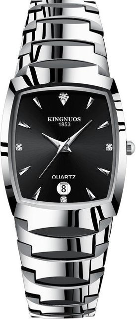 DEDIMA Armbanduhr, Quarz, eckig, Edelstahl, Schwarz, Silber, Herren - Bild 1
