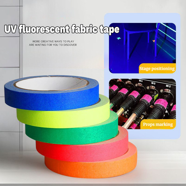 6-farbiges Neon Gaffer-Stoffband-Set in Multicolour, fluoreszierendes Regenbogen-UV-Schwarzlicht-Klebeband für Partys und Veranstaltungen - Bild 1