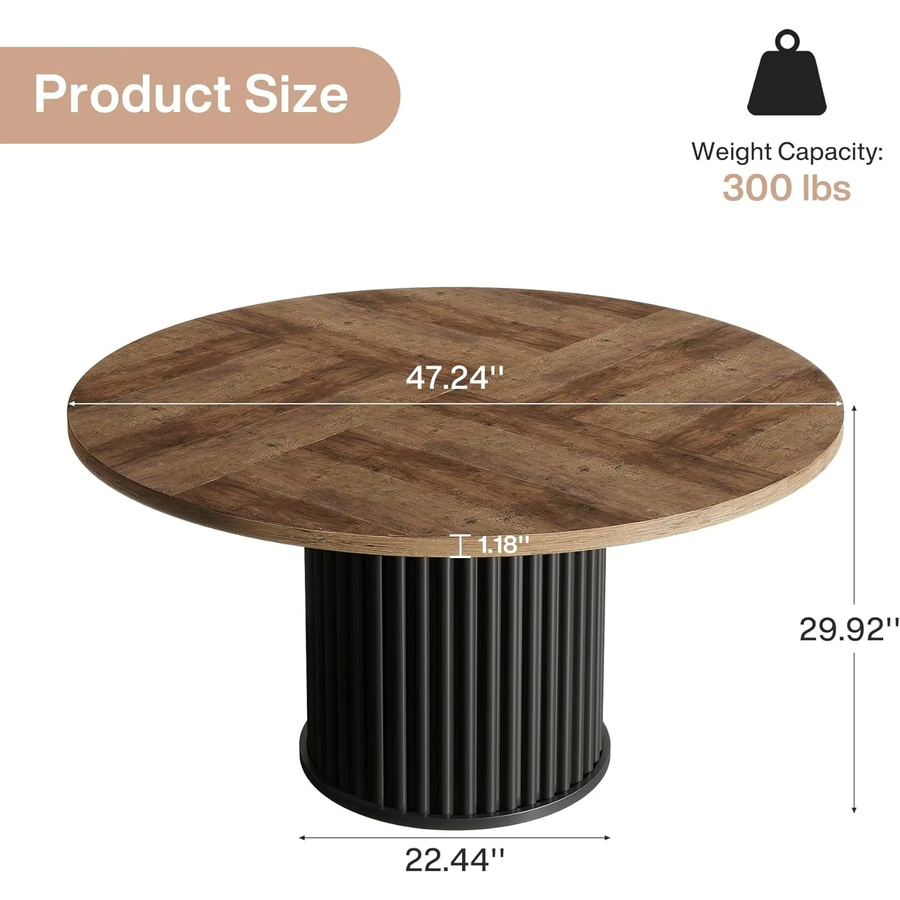 LITTLE TREE Runder Esstisch aus Holz in Braun für 4-6 Personen, Moderner Küchentisch im Landhausstil - Bild 3