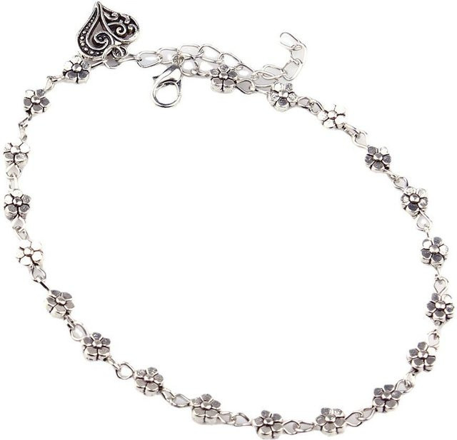 Fußkettchen Silber, Pflaumenblüten, Pfirsichherz, Damen - Bild 1