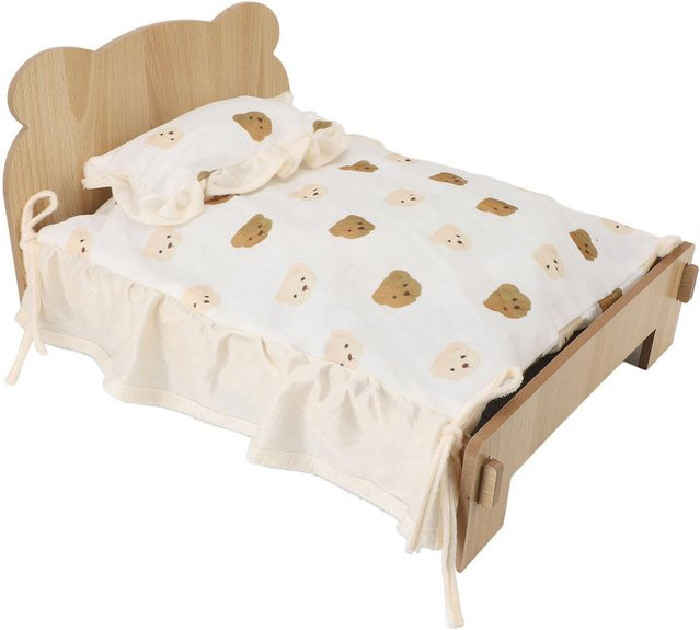 Aimo Haustierbett aus Holz mit Matratze und abnehmbarem Bezug in Weiß im skandinavischen Design für Katzen, Hunde und Kleintiere - Bild 1