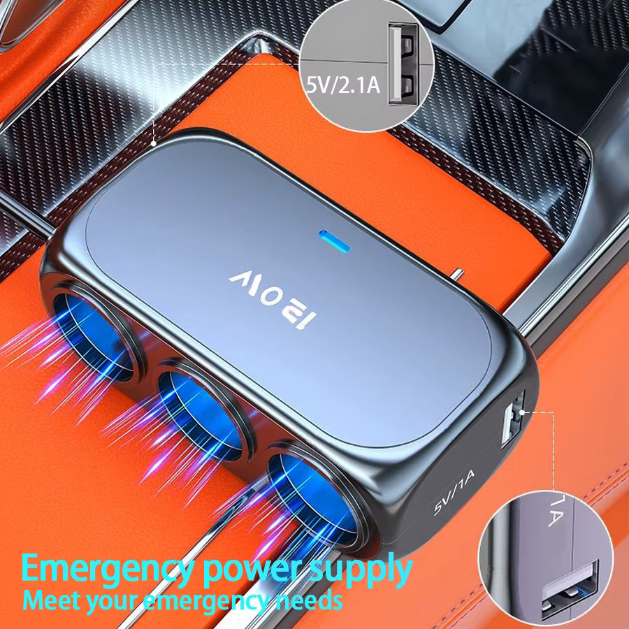 Baideluo 3-in-1 Dual USB Autoladegerät 120W Schnellladestecker in Schwarz für 12V 24V Fahrzeuge - Bild 3