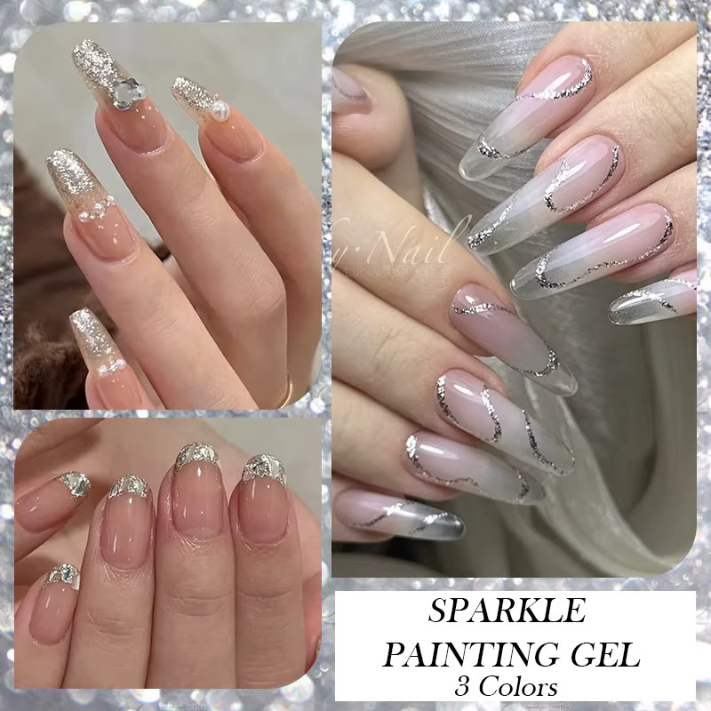 BORN PRETTY Painting Gel Nagellack, Super Silver, 5 ml, Schimmernd - Bild 2
