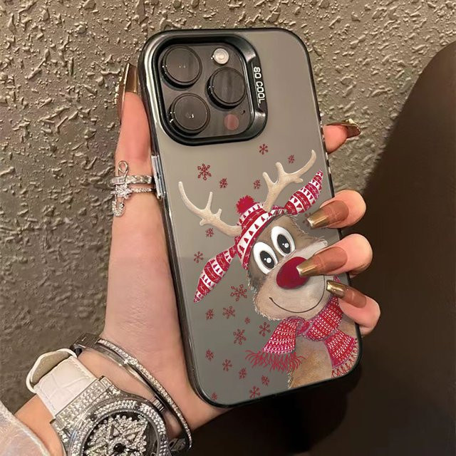 Weihnachtsmann Elch Hirsch Weihnachtsbaum Handyhülle für Apple iPhone 17 16 15 14 13 12 11 Pro Max Multicolor Stoßfeste Schutzhülle - Bild 1