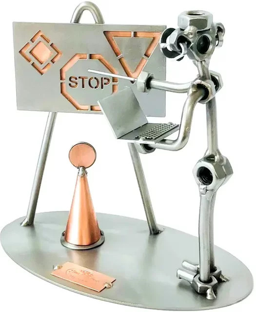 Hinz und Kunst Schraubenmännchen Fahrlehrer mit Tafel in Mehrfarbig aus Metall - Bild 1