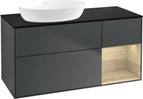 V&B Waschtischunterschrank Finion mit Wandbeleuchtung, Breite: 120 cm, Tiefe: 50,1 cm, Höhe: 50,1 cm, lackiert, mattblau - Bild 1