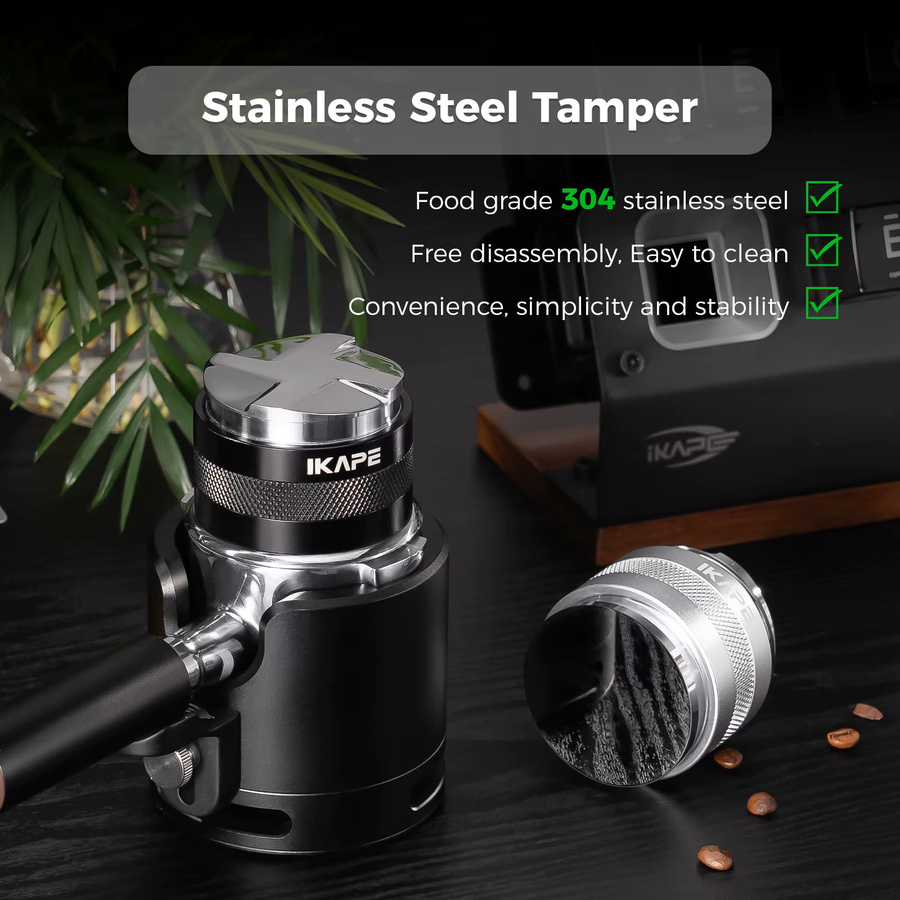 IKAPE 2-in-1 Kaffeetamper und Espresso-Verteiler mit einstellbarer Tiefe in Schwarz, passend für 51 mm, 54 mm und 58 mm Siebträger - Bild 2