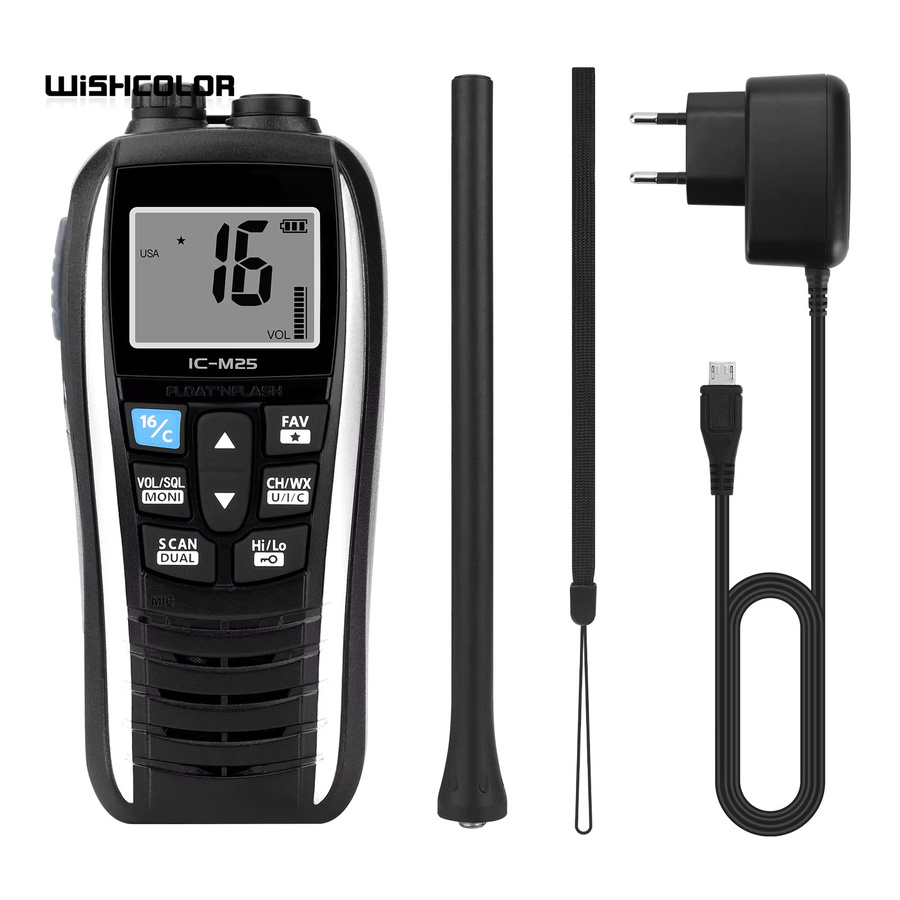 Wishcolor IC-M25 Marine Walkie Talkie VHF Marine Radio, 5W, 5KM Reichweite, wasserdichter Handtransceiver in Schwarz - Bild 4
