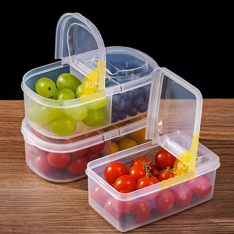 Transparente Obst- und Gemüse-Aufbewahrungsbox aus Kunststoff mit Unterteilungen und Snap-Lid für Küche und Kühlschrank - Bild 3