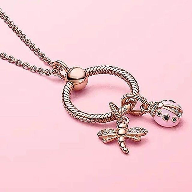 Allbestart Halskette, 925 Silber, Roségold, Libelle, Zirkonia, Damen - Bild 1