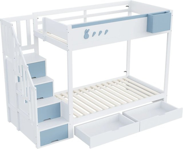 Merax Etagenbett für Kinder mit Kaninchen Design in Weiß, B/T/H: 90 x 200 x 167 cm - Bild 1