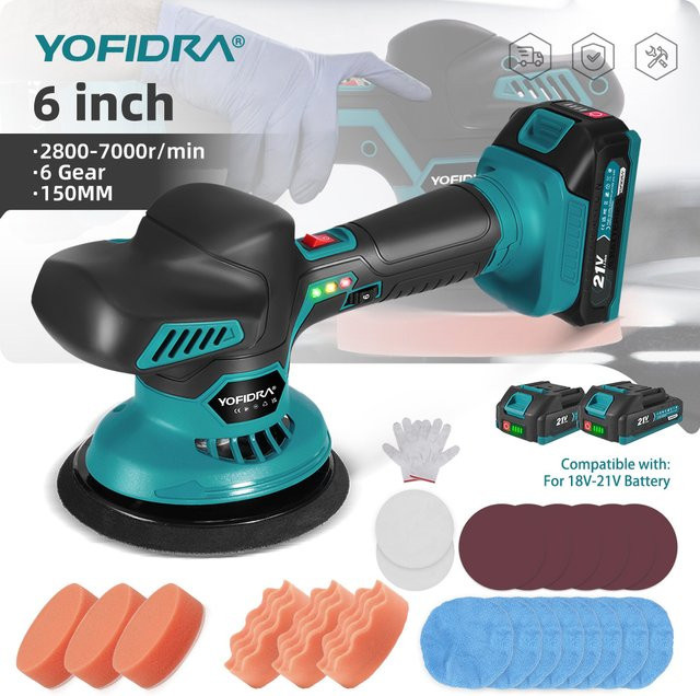 YOFIDRA Elektrische Autopoliermaschine 150 mm mit 7000 U/min für Makita LXT Akkus zum Polieren, Schleifen und Versiegeln - Bild 1