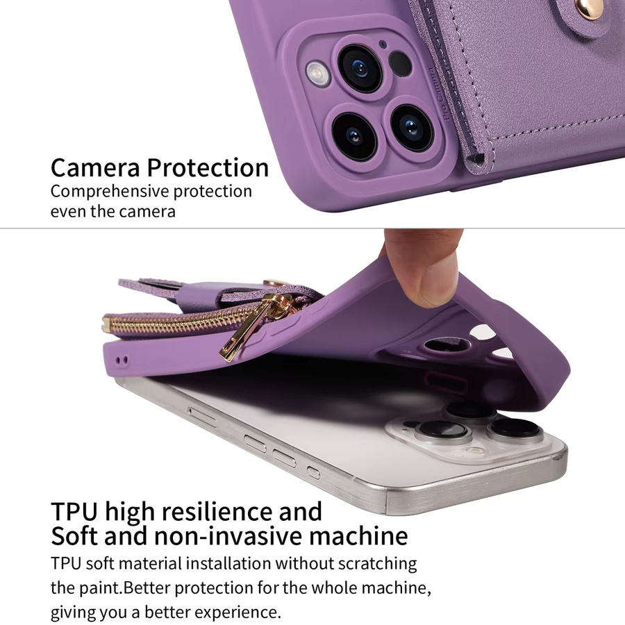 Lila Kunstleder Handyhülle mit Wallet Card Slot für Samsung Galaxy S25 Ultra S24 S23 S22 S21 S20 S10 S9 S8 Plus FE als Anti-Drop Telefonabdeckung - Bild 5