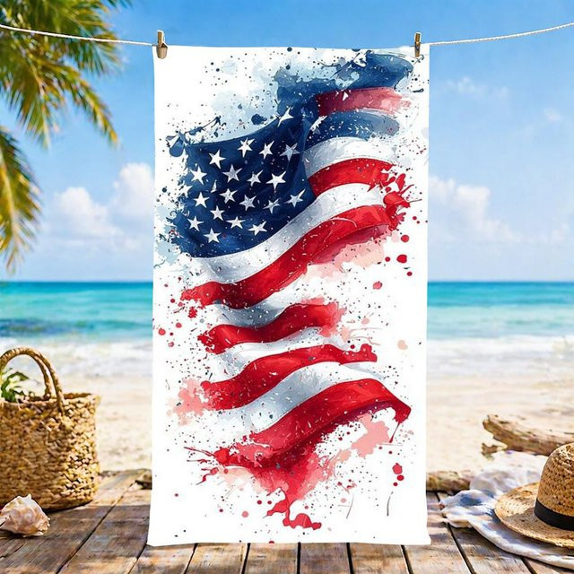 JMG Household Supplies Strandtuch Vintage USA Flagge aus Mikrofaser, schnelltrocknend und sandfrei, Multicolor, Breite: 60 cm, Höhe: 35 cm - Bild 1