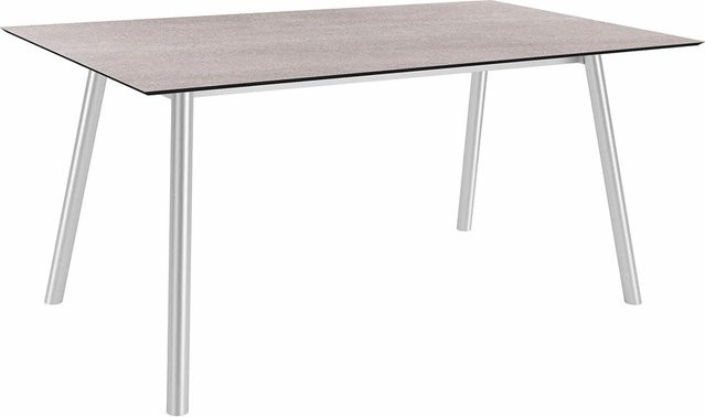 Stern Tisch Interno mit Rundrohr-Gestahl aus Edelstahl und Stone light Tischplatte in Silverstar, Farbe: Grau, B/T: 180 x 100 cm - Bild 1