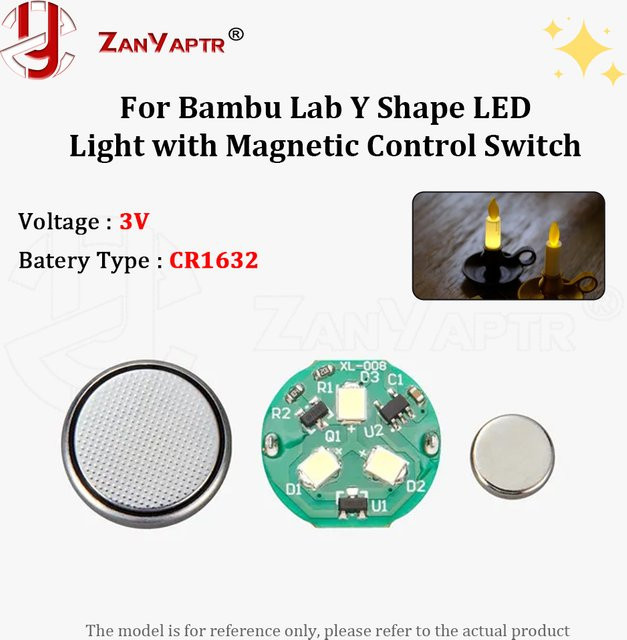 ZANYAPTR Y-förmige LED-Leuchte mit Magnetsteuerung in Grün für Bambu Lab 3D-Drucker DIY-Modellteile - Bild 1
