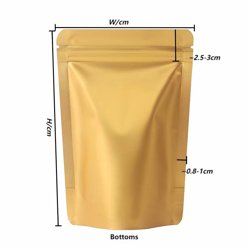 200 Stück goldfarbene matte Mylar Standbeutel mit Selbstverschluss für Lebensmittel wie Nüsse, Getreide, Mehl oder Bohnen - Bild 1