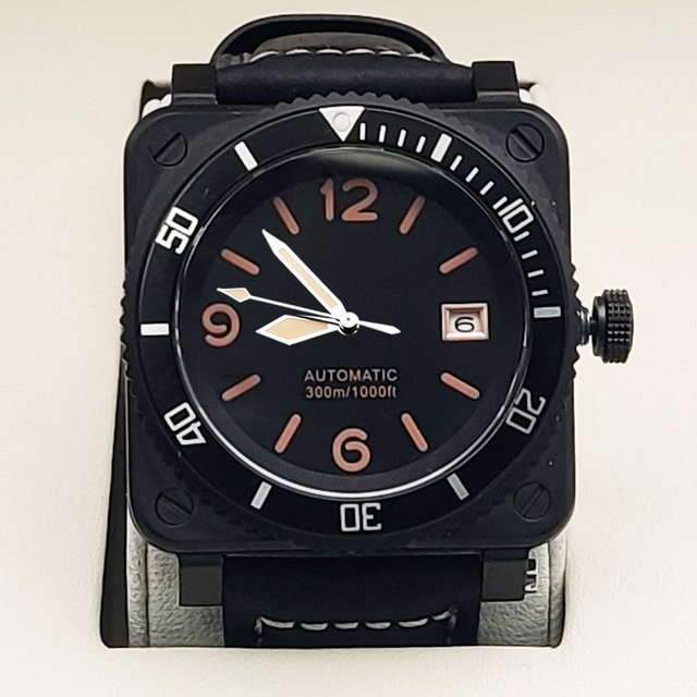 PARNSRPE Taucheruhr, Automatik, Edelstahl, 42 mm, Lederarmband, Herren - Bild 1