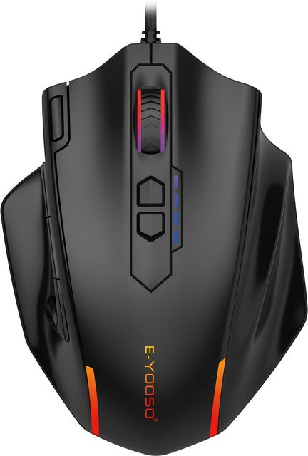 E-YOOSO X-41PRO Gaming-Maus mit RGB-Hintergrundbeleuchtung und 11 programmierbaren Seitentasten in Schwarz - Bild 1