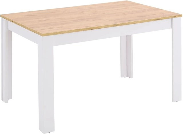 Homestyle4u Esstisch im Landhausstil in Weiß, erweiterbar, B/T: 135 x 86 cm - Bild 1