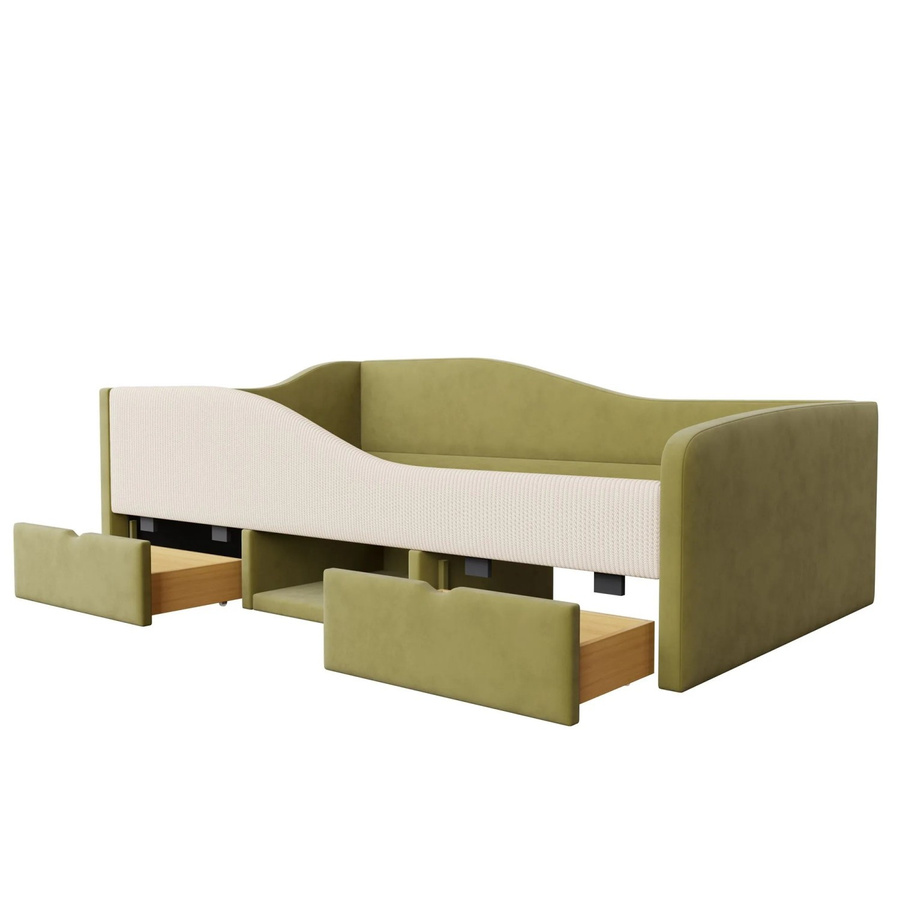 Merax Sofabett für Kinderzimmer mit Schubladen in Grün und Beige, B/T/H: 190 x 90 x 100 cm - Bild 2
