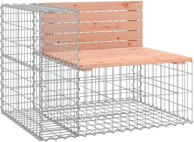 DELUKE Gartenbank INO Gabionenbank aus Stahl und Massivholz Douglasie in Silber, B/T/H: 92 x 71 x 65,5 cm - Bild 1