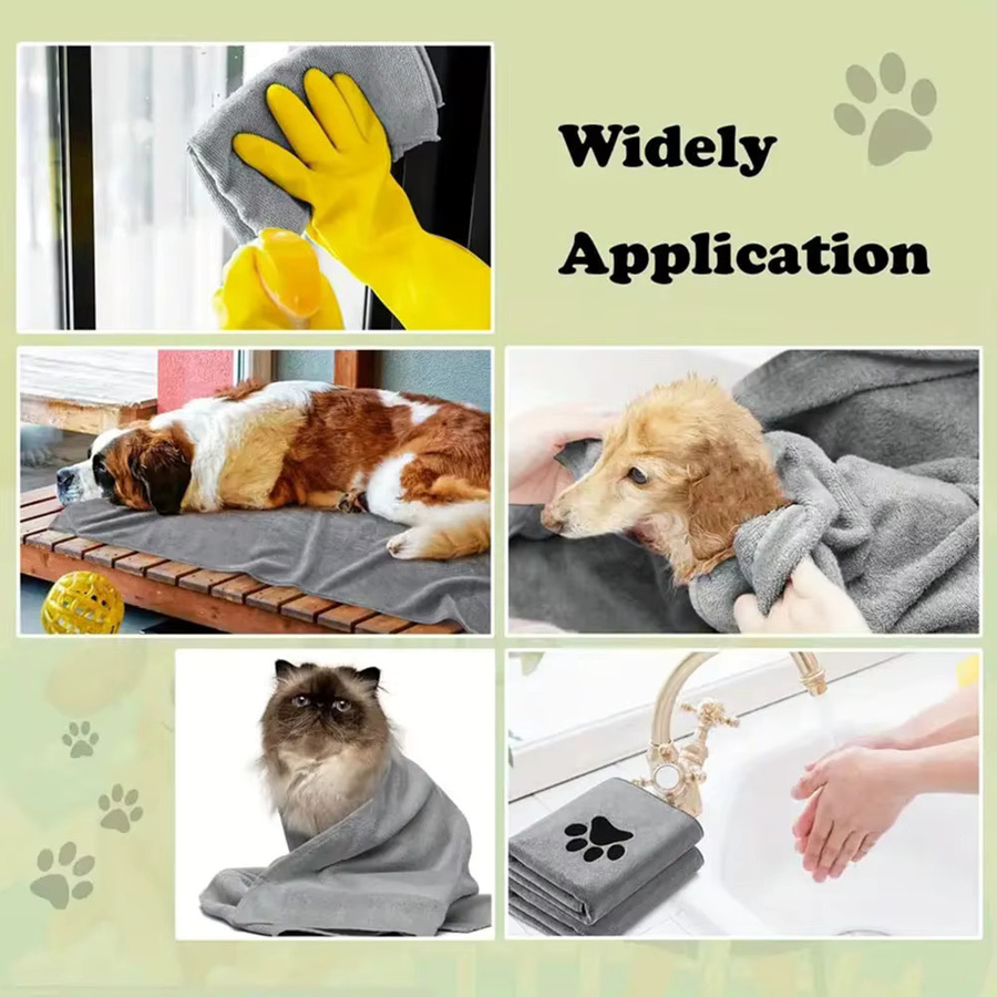 DOORSACCERY Mikrofaser Haustierhandtuch aus saugfähigem Material für Hunde und Katzen in Grau und Lila - Bild 4
