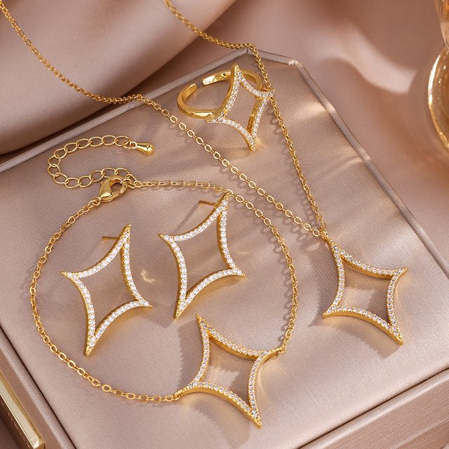 ZAKOL Schmuck-Set, Stern, Zirkonia, Gold, Damen - Bild 1