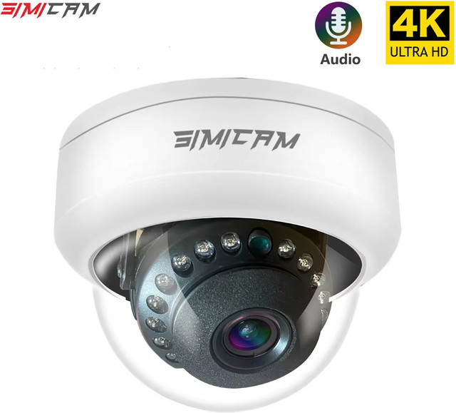 SIMICAM 4K IP Dome Überwachungskamera mit PoE und Nachtsicht in Weiß - Bild 1