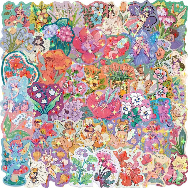 50 oder 100 Stück Cartoon Blume Fee Stern Graffiti Aufkleber in Multicolour zum Dekorieren von Gitarre, Notebook und Gepäck - Bild 1