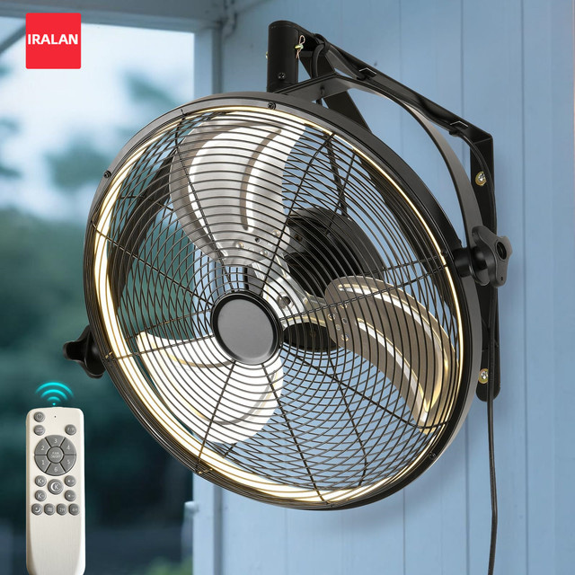IRALAN Wandventilator in Schwarz, Industrieller Metall-Ventilator mit 50,8 cm Durchmesser für professionellen Gebrauch - Bild 1