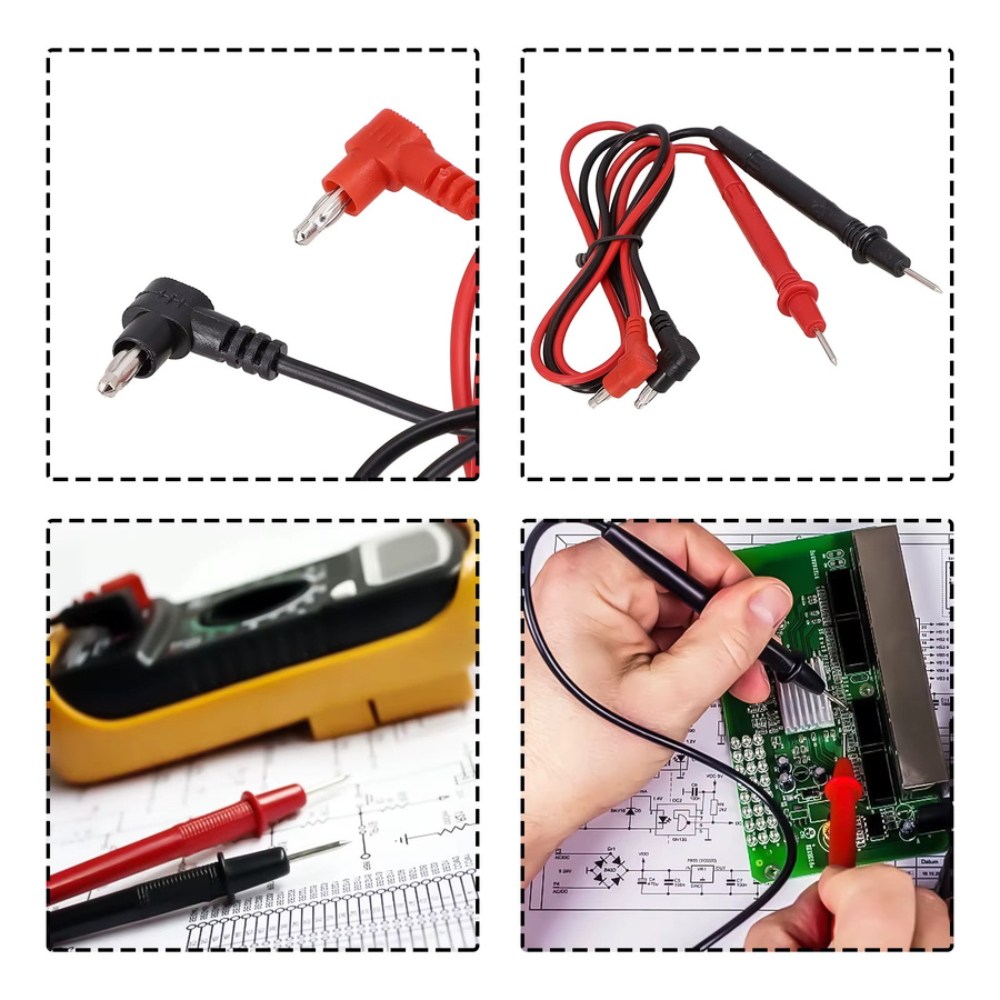 Multimeter Test Sonden Set mit Bananen Anschlüssen für IC Komponententests, 1 Paar, Rot, 1000V 10A - Bild 4