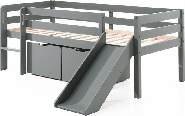 Vipack Kojen-Spielbett für Kinder aus Kiefer und MDF in Grau mit Leiter, Rutsche, Rolllattenrost und 2 Schubkästen, Liegefläche B: 90 cm, L: 200 cm - Bild 1