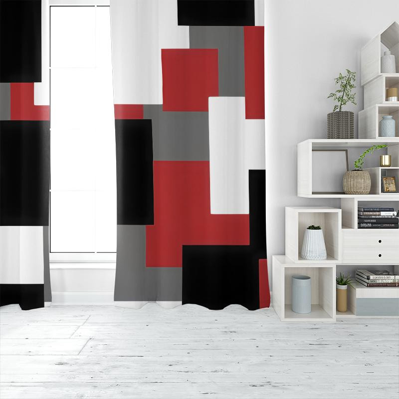 2er-Set Yiran Furniture Patchwork-Vorhänge aus Polyester in Mehrfarbig, dekorative halbtransparente Vorhänge mit Grafik-Design für Wohnzimmer, Schlafzimmer oder Badezimmer, B: 35 cm, H: 100 cm - Bild 3
