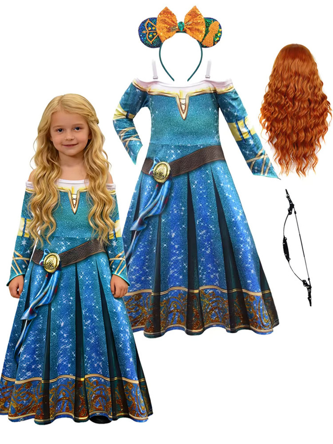 ollobebe Mädchen Brave Kostüm Set, Blau Grün, Fantasy, Set / Bundle - Bild 6