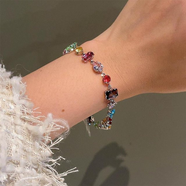 YULIN Schmuck-Set, Halskette und Armband, Bunt, Messing, Zirkonia, Damen - Bild 1