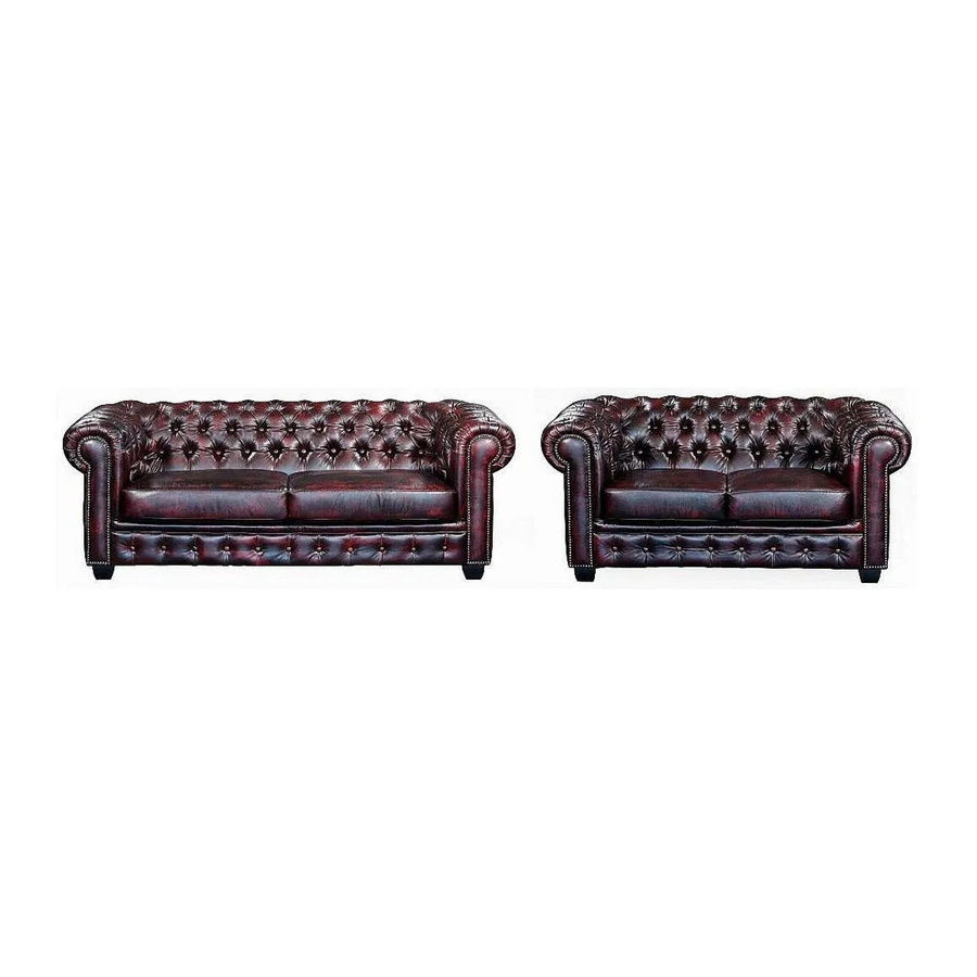 Vente-unique Couchgarnitur Brenton Chesterfield in Bordeaux mit Lederbezug und Punksteppung, B/T: 160 x 201 cm - Bild 2