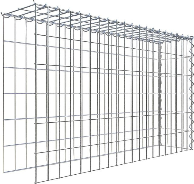 Gabiona Gabione-Anbaukorb Typ 4 in Silbergrau mit Drahtgitter aus Stahl, B/H/T: 60 x 100 x 20 cm - Bild 1