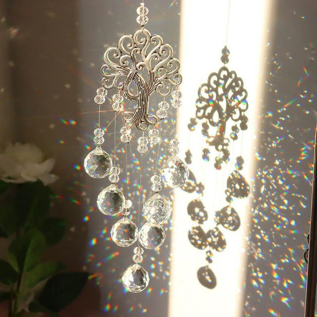 Famifix Kristall Sonnenfänger Baum aus Buntglas und Metall als Windspiel und Fensterhänger in Multicolour und Transparent - Bild 1