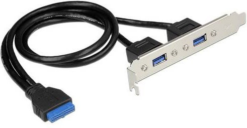 Delock 84836 PC-Slotblech mit 2 x USB 3.0 Typ-A Buchsen extern, Farbe: Silber - Bild 1