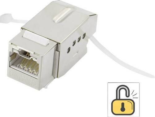 Renkforce RJ45-Einbaumodul Keystone CAT 6a KSV10 mit Verriegelungsfunktion in Silber für Ethernet/LAN - Bild 1