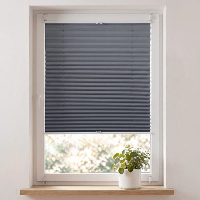 Sekey Verdunkelungsplissee Klemmfix aus Glattgewebe Dunkelgrau B: 55 cm, H: 100 cm - Bild 1