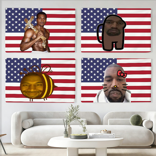 Warner Bros. Kanye West Flagge Wandkunst Dekoration Multicolor B: 60,0 cm, H: 40,0 cm - Bild 1