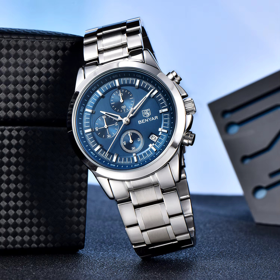 BENYAR Chronograph, Quarz, Leder, Herren, 5 ATM - Bild 3