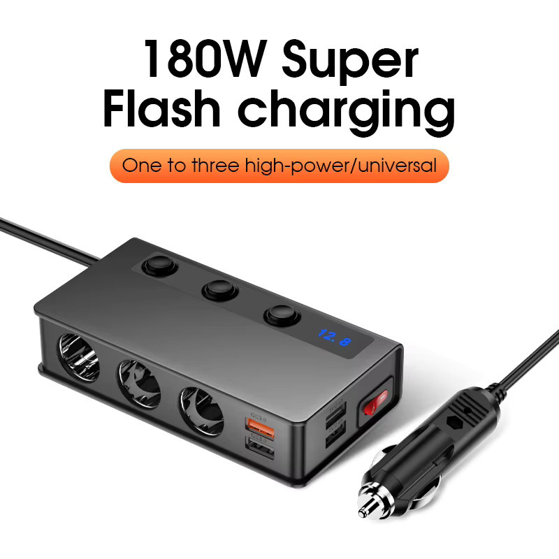 CHEGES Auto Ladegerät mit 4 USB-Ports und Quick Charge 3.0, 180 W Adapter für 12 V/24 V, Schwarz - Bild 3