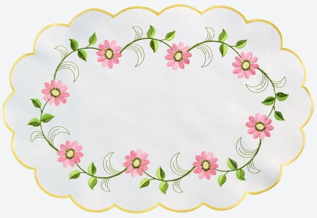 Florales Baumwolldeckchen in Pink und Weiß, rechteckig, B/T/H: 43,0 x 29,0 x 1,0 cm - Bild 1